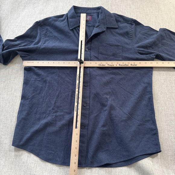 Untuckit Shirt Mens XL Button Up 100% Cotton Flannel Long Sleeve Navy Fuligni - Picture 4 of 7